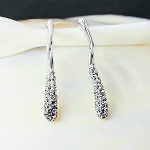 Linear Crystal Earrings Pave’ Silver CZ Alexis Bittar Solanales N29